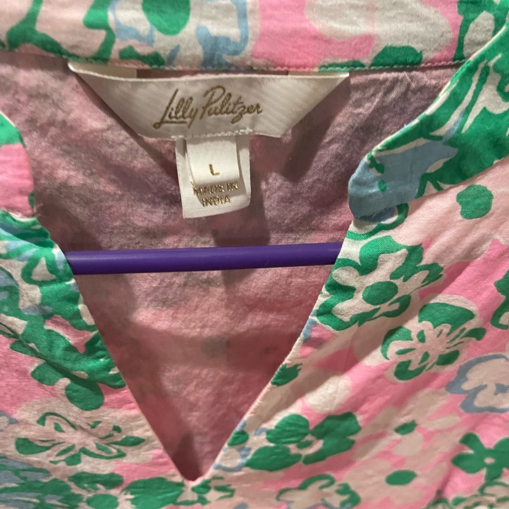 Lilly Pulitzer Pink and Green Floral Blouse